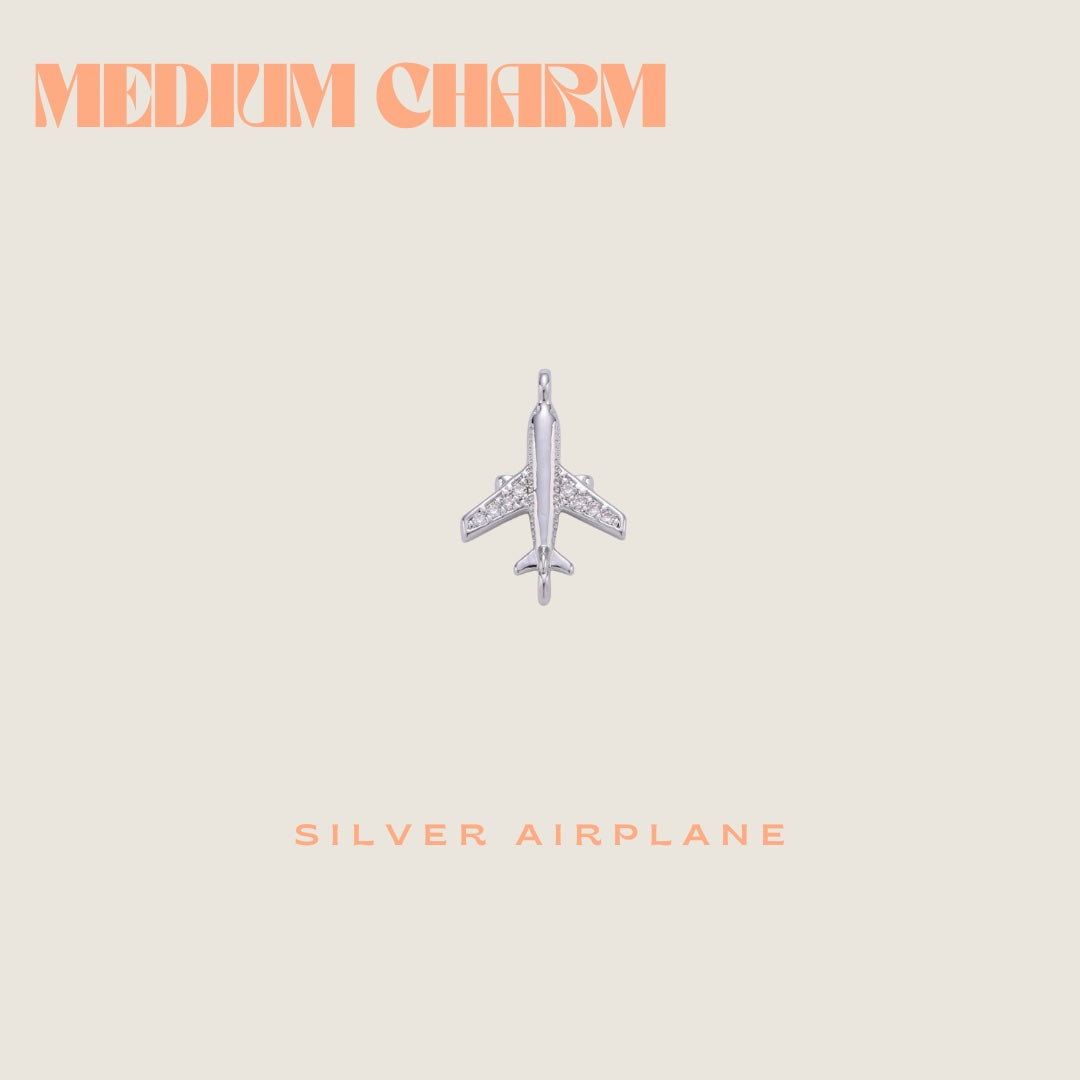 Silver Airplane charm - medium