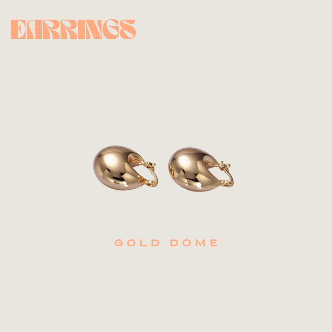 Gold Dome Earrings - 16K Gold Plated